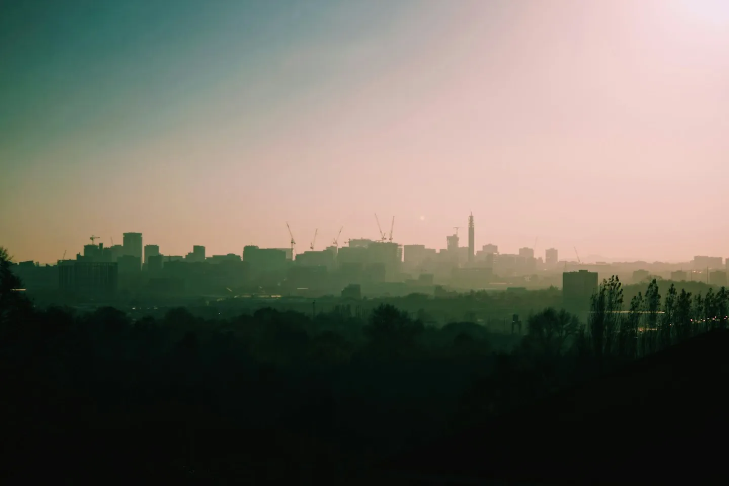 Birmingham skyline at sunset