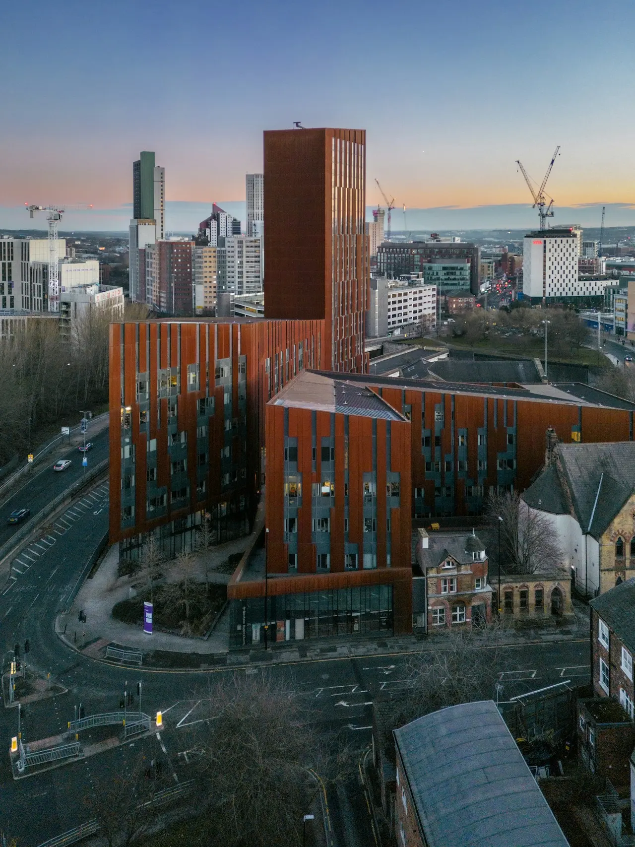Leeds city buildings viewed from above