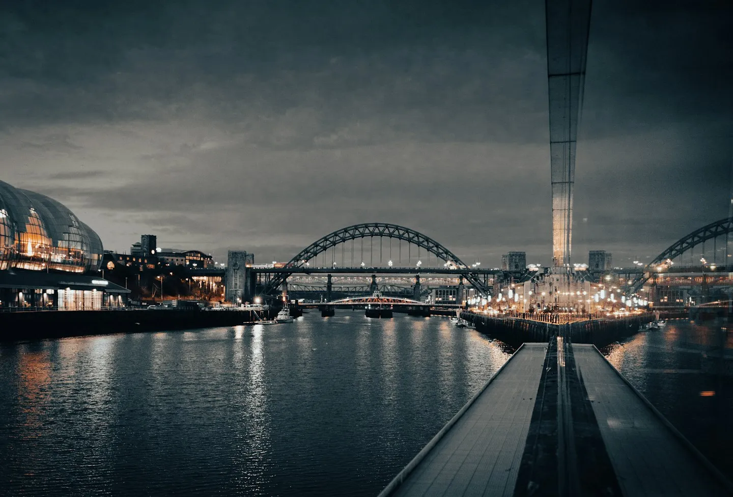 Tyne Bridge and Newcastle Quayside at dawn
